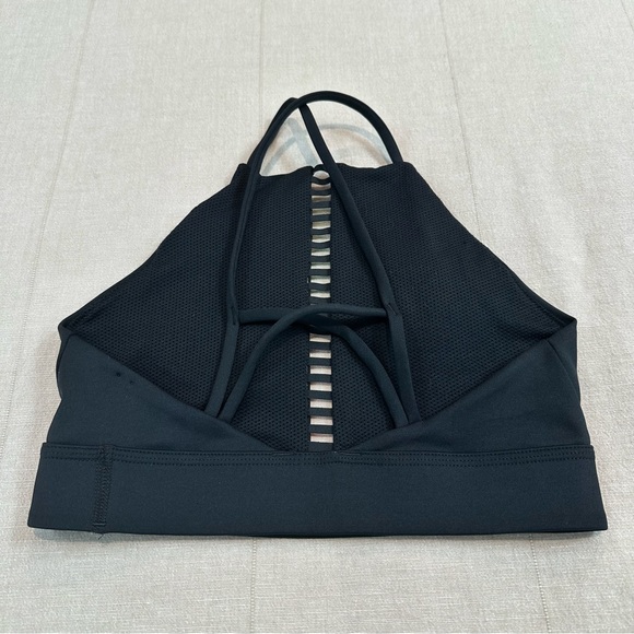 Nike Strappy Dri Fit Indy Rainbow Ladder Colorful Pride Striped Black Sports Bra - Picture 5 of 7